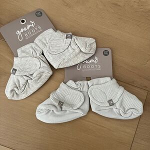 NWT Goumi Kids Baby Boots Set Storm Gray & Stone Thermal SZ 6-12mo Bamboo Bootie